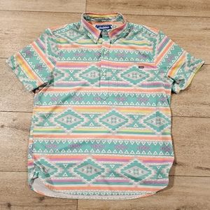 Men's Medium Chubbies The En Fuego Button Front Pop Over Top Aztec Beach